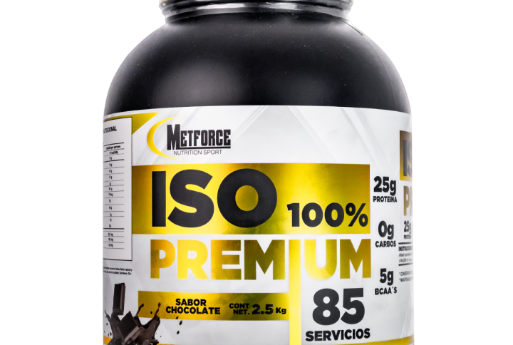 Bote de ISO 100% Premium proteína ISO marca Metforce rinde 85 servicios